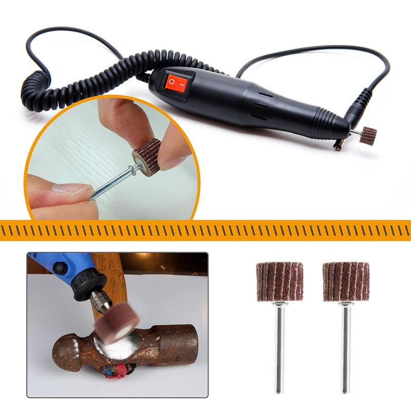 Micro Traders 20Pcs 80/120/240/320/600 Grit Flap Wheel Sandpaper Sanding Disc for Rotary Tools with Long Handle Shank Mandrel 13x12x3mm/0.51x0.47x0.12inch Emery Cloth Polish Tool Accessories - Image 2